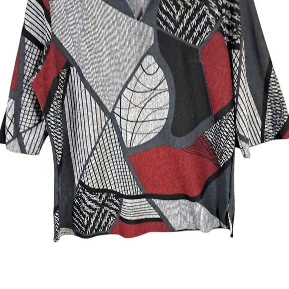 VTG Paloma Carmin Top Sweater Abstract Artsy 3/4 Sleeve Size XL Lightweight Boho - Picture 5 of 11